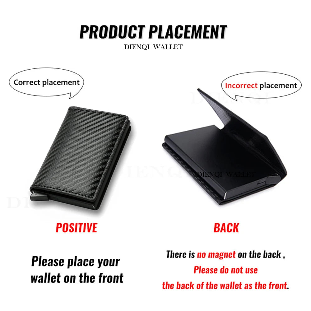 2024 Carbon Fiber Slim Aluminum Men's Wallet - RFID Blocking Credit Card Holder with Automatic Pop-Up