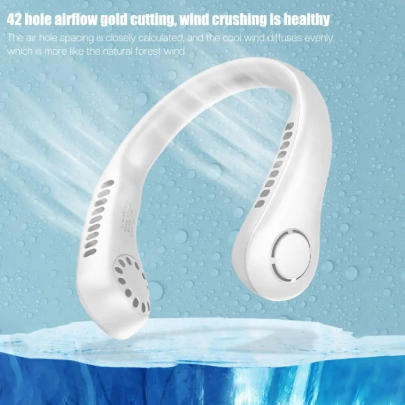 1PC Mini Bladeless Neck Fan - 1200mAh Rechargeable, 3-Speed Portable Air Cooler for Summer Sports