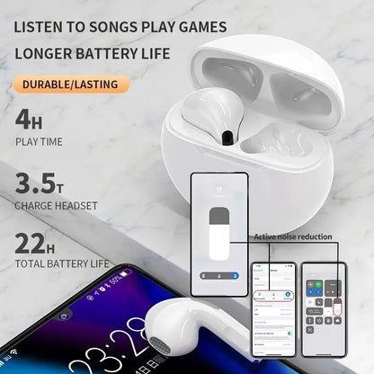 Pro 6 Wireless Bluetooth Earbuds - Stereo Sport Headset for Iphone & Android Devices"