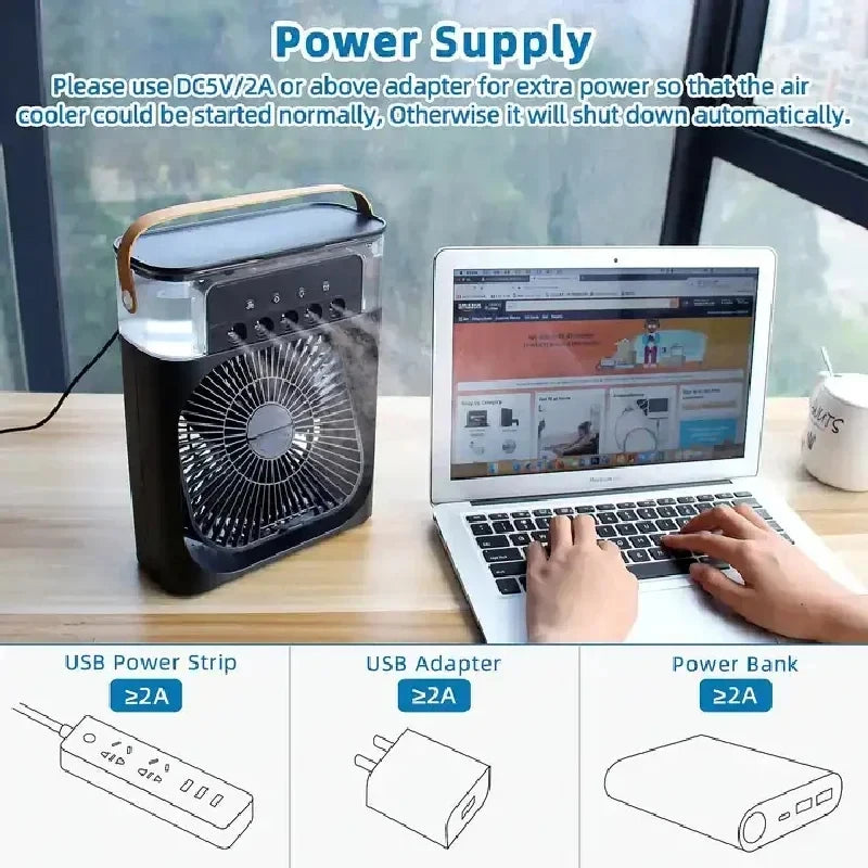 " Best Portable 3-in-1 Fan, Air Conditioner, and Humidifier with LED Night Light"