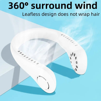 1PC Mini Bladeless Neck Fan - 1200mAh Rechargeable, 3-Speed Portable Air Cooler for Summer Sports