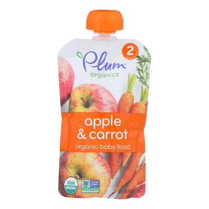 Plum Organics Baby Food - Organic -apple And Carrot - Stage 2 - 6 Months And Up - 3.5 .oz - Case Of 6
